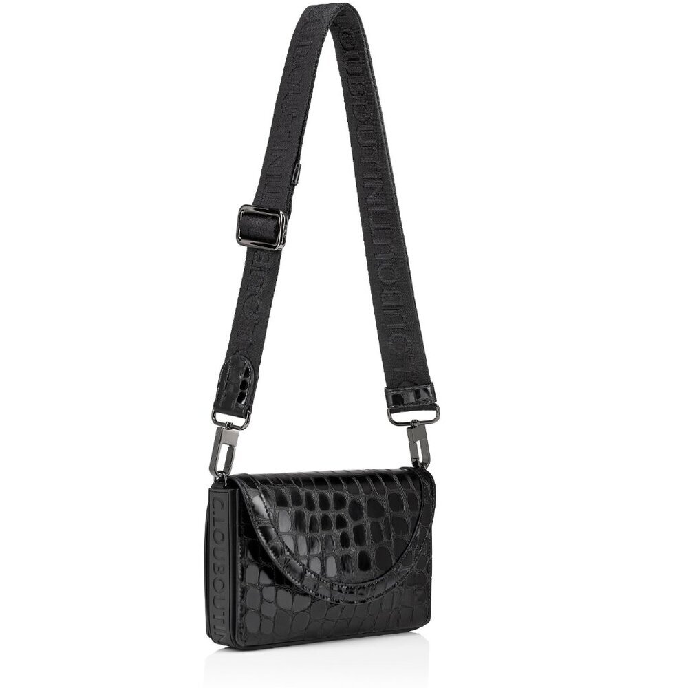 Christian Louboutin Explorafunk Croc Patent Leather Wallet Bag on Chain 3245162